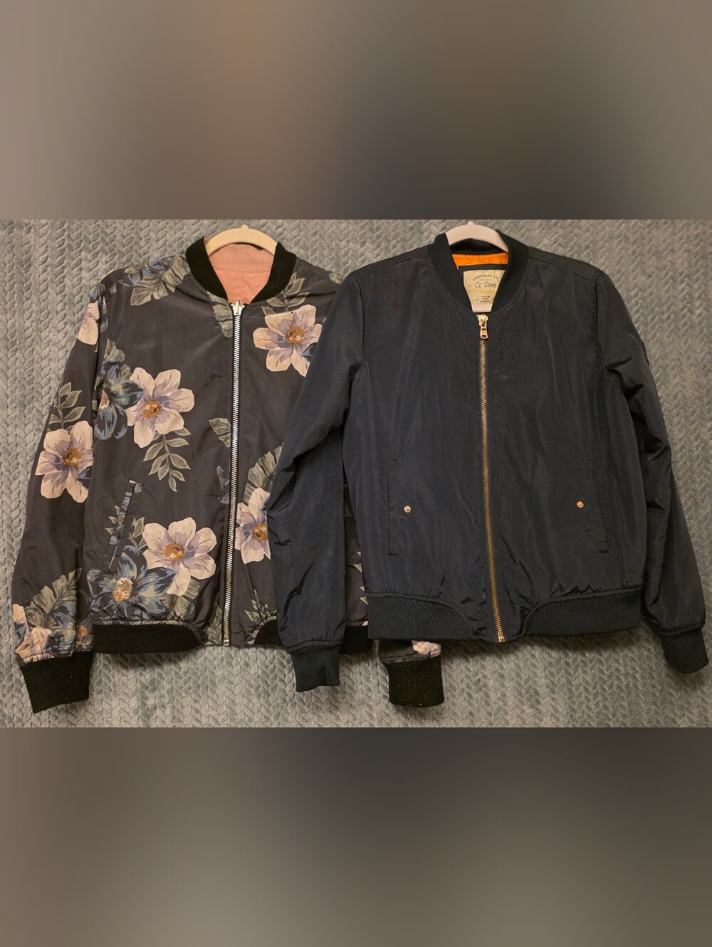 Ci Sono Navy Reversible Bomber Jacket - Navy/Floral